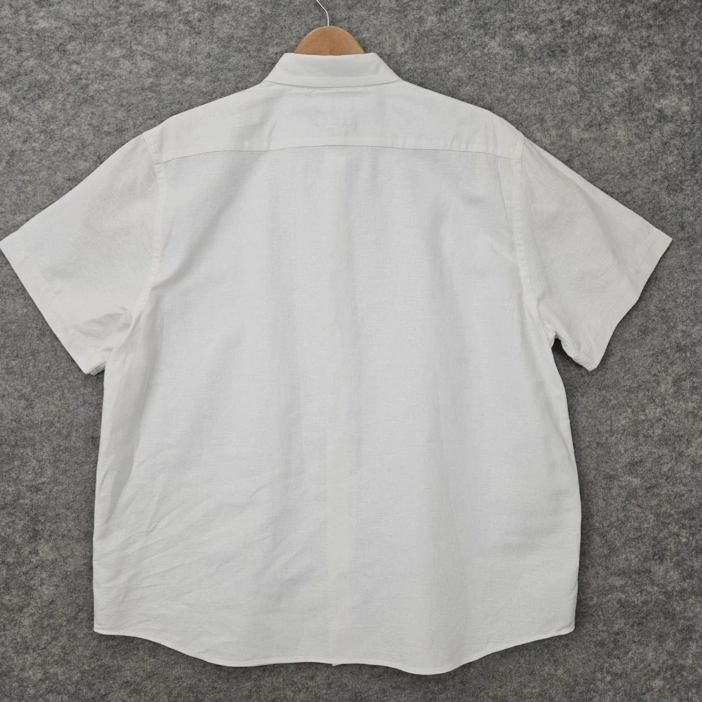Banana Republic Men's White Button Up Shirt Size XL Linen/Cotton Blend Slim Fit